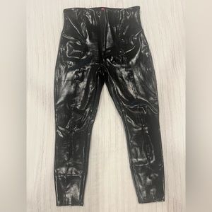 SPANX Faux Black Patent Leather Leggings.
